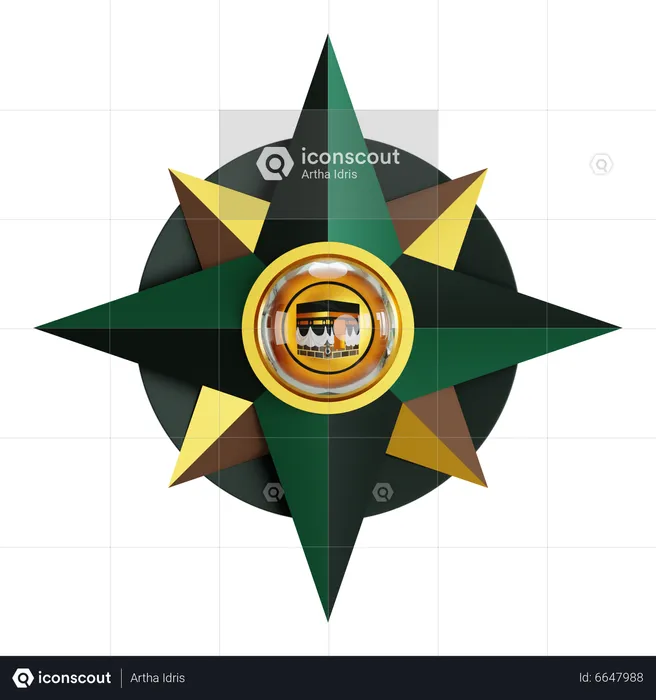 Kaaba Compass 3D Icon Download In PNG, OBJ Or Blend Format