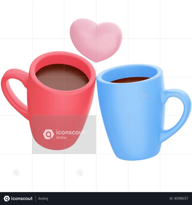 Kaffee-Dating  3D Illustration