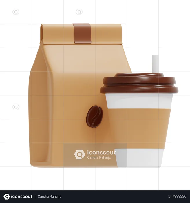 Kaffeebeutel und Tasse  3D Icon
