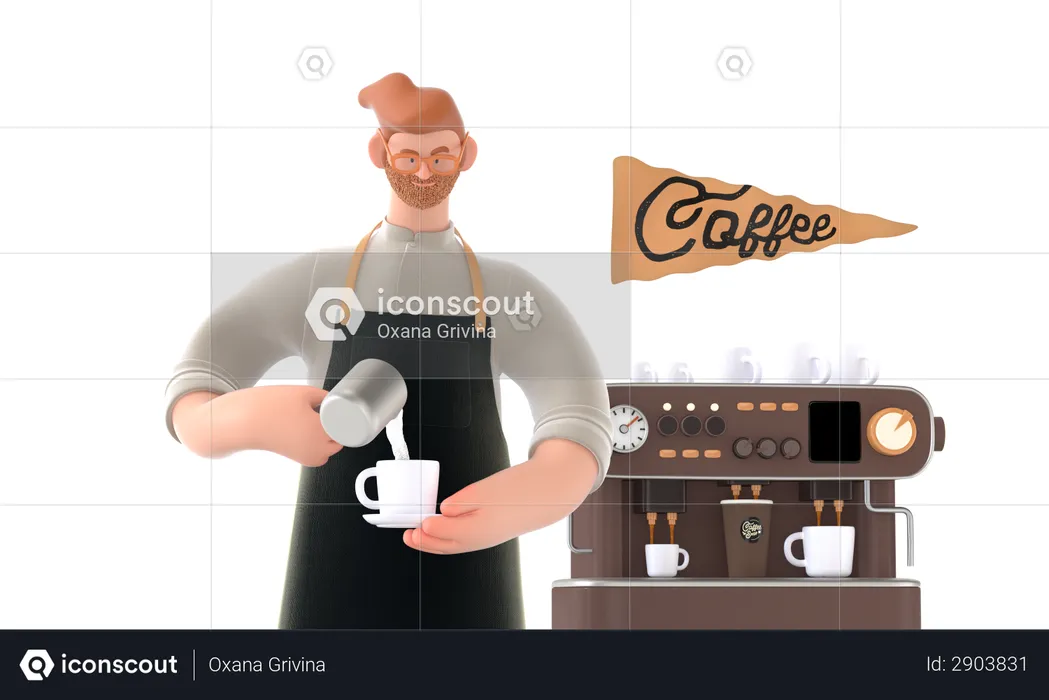 Kaffeemaschine macht Kaffee  3D Illustration