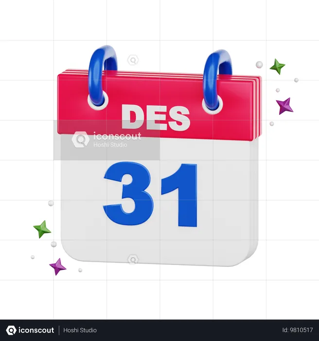 Kalender 31. Dezember  3D Icon