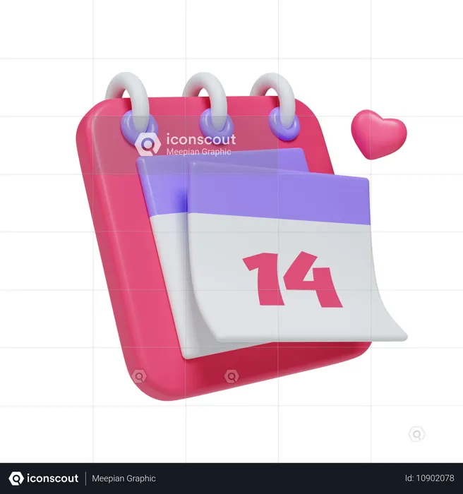 Kalender mit Herz  3D Icon