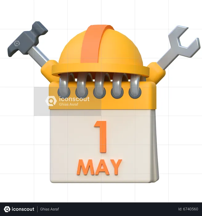 Kalender zum Tag der Arbeit  3D Icon