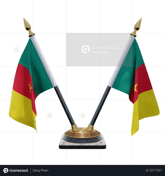 Kamerun Doppelter (V) Tischflaggenständer Flag 3D Icon