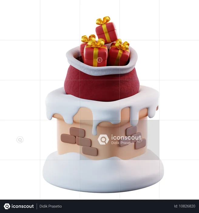 Kamin und Geschenk  3D Icon