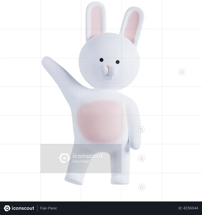 Kaninchen sagt Hallo  3D Illustration