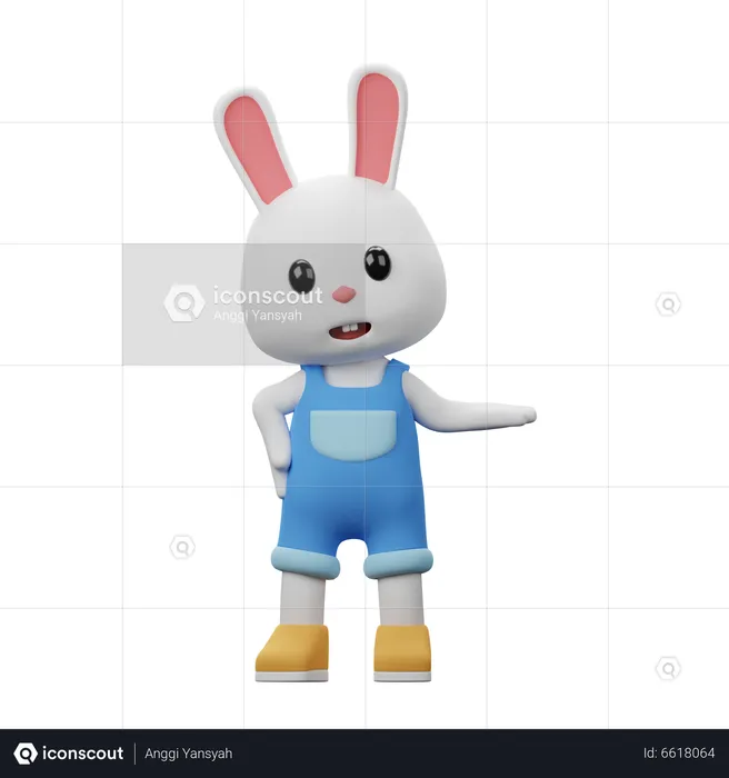 Kaninchen zeigt nach rechts  3D Illustration
