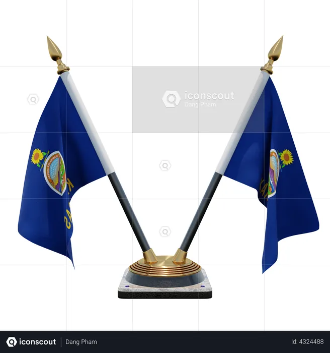 Kansas Double Desk Flag Stand Flag 3D Flag