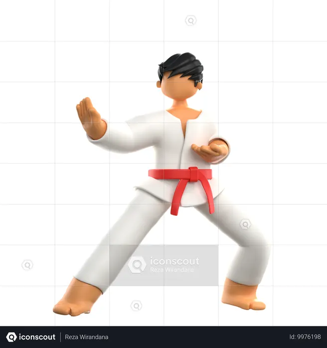 Karate Player Ready To Fight  3D Illustration