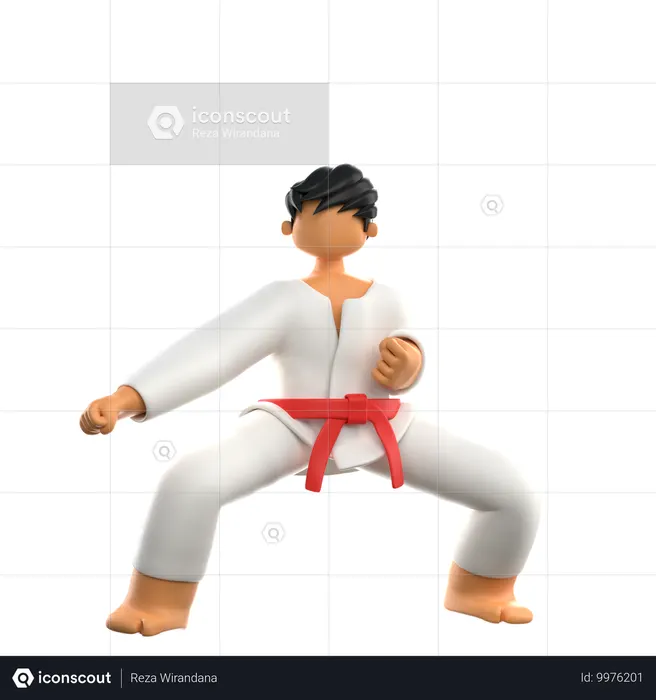 가라데 토너먼트에서 싸울 준비가 되었습니다.  3D Illustration