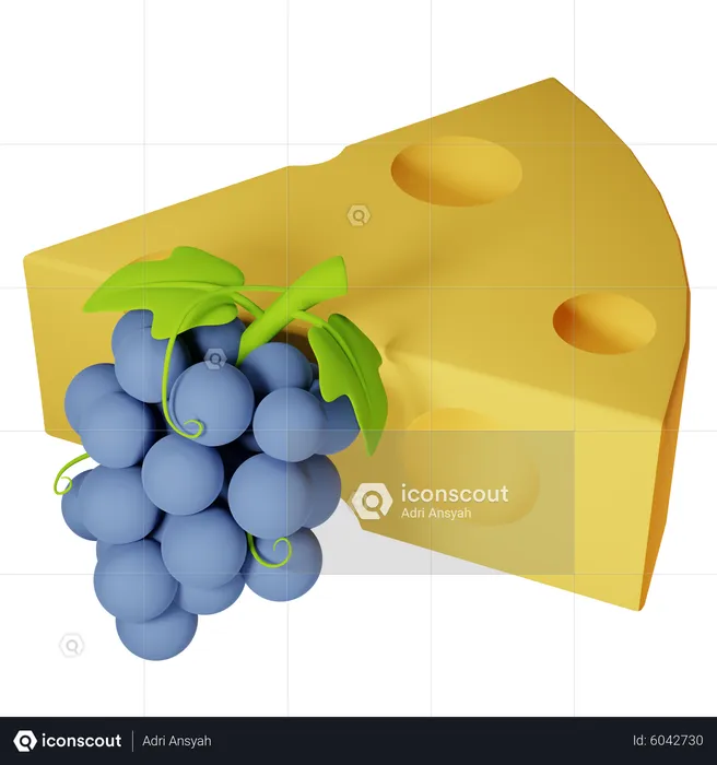 Käse Trauben  3D Icon