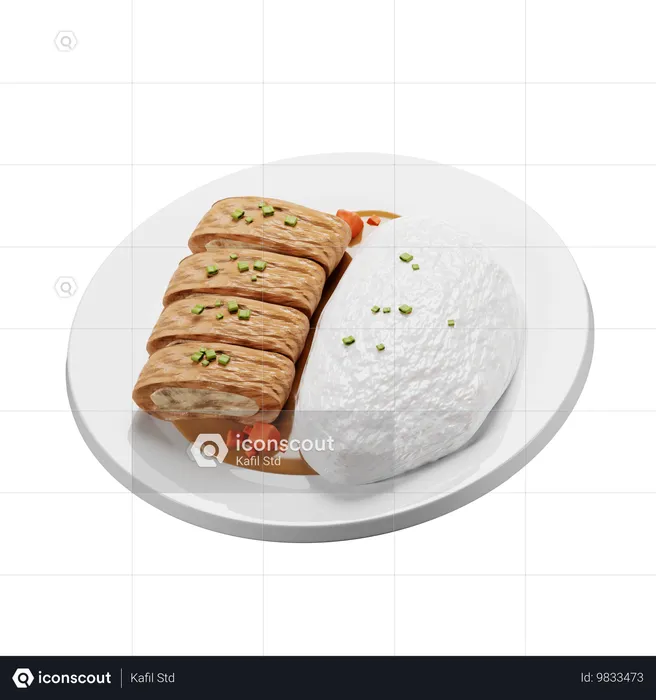 Cuisine japonaise au curry Katsu  3D Icon