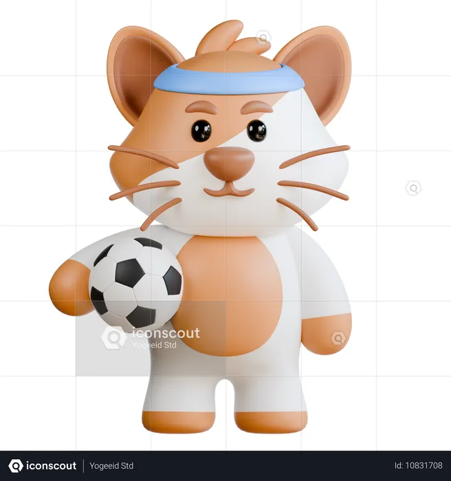 Katzenfußball  3D Illustration