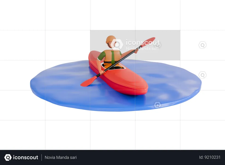 Kayaking Sport  3D Illustration