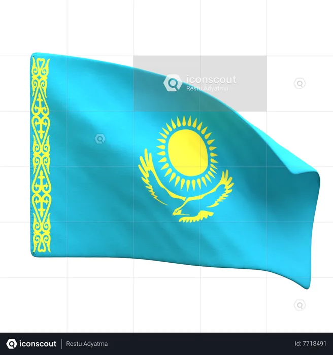 Kazakhstan Flag Flag 3D Icon