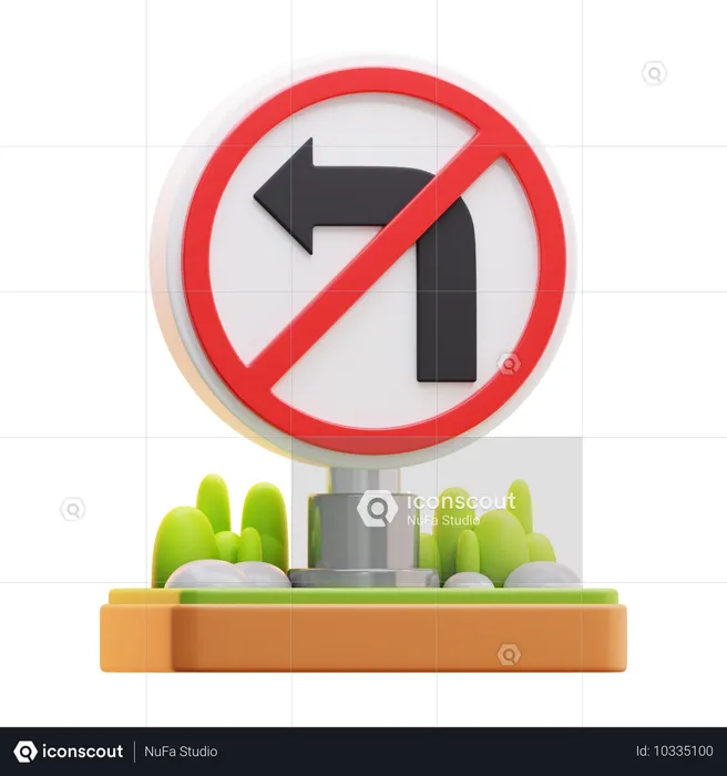 Kein Linksabbiegen-Schild  3D Icon