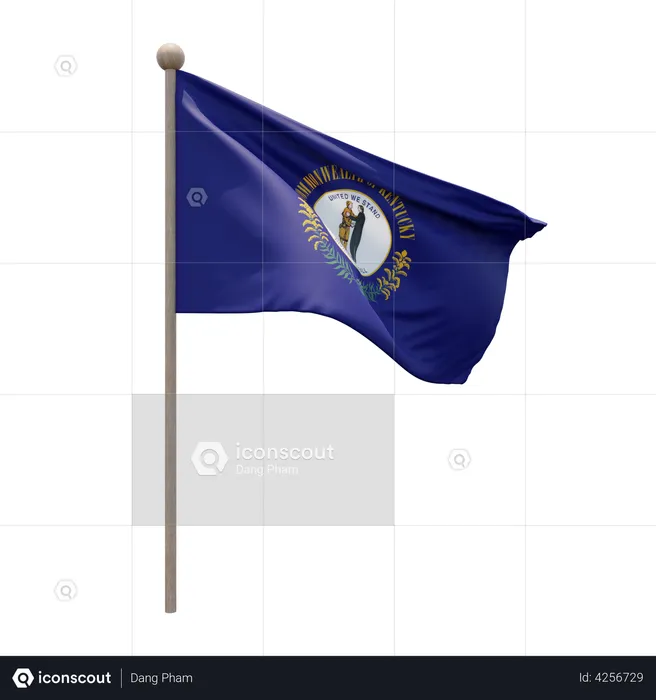 Kentucky Flagpole Flag 3D Illustration
