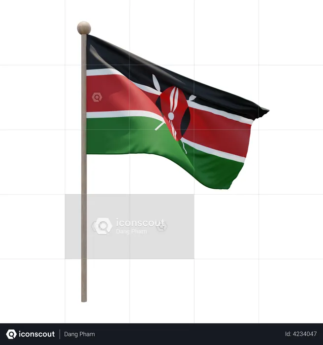 Kenya Flag Pole  3D Illustration