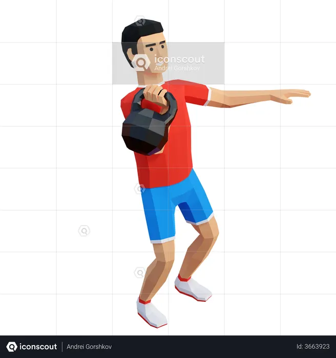 Kettlebell Workout  3D Illustration