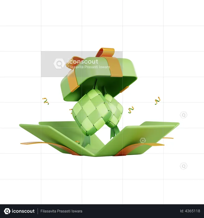 Cadeau ketupat  3D Illustration