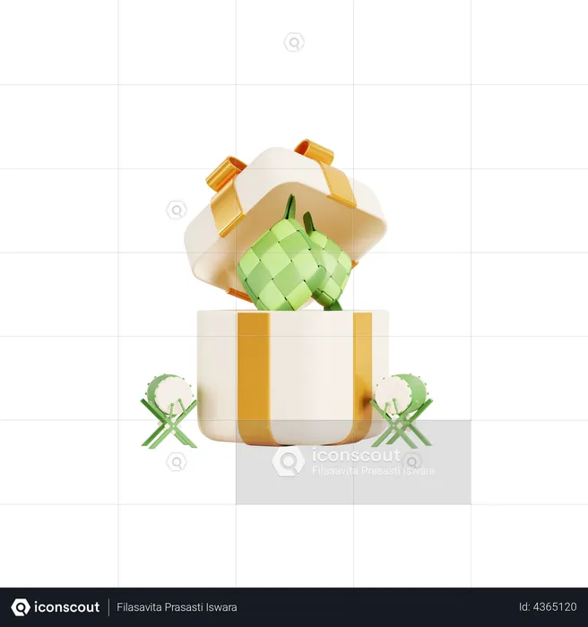 Ketupat gift box  3D Illustration