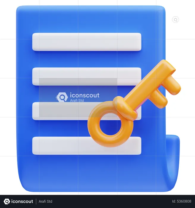 Key Document  3D Icon