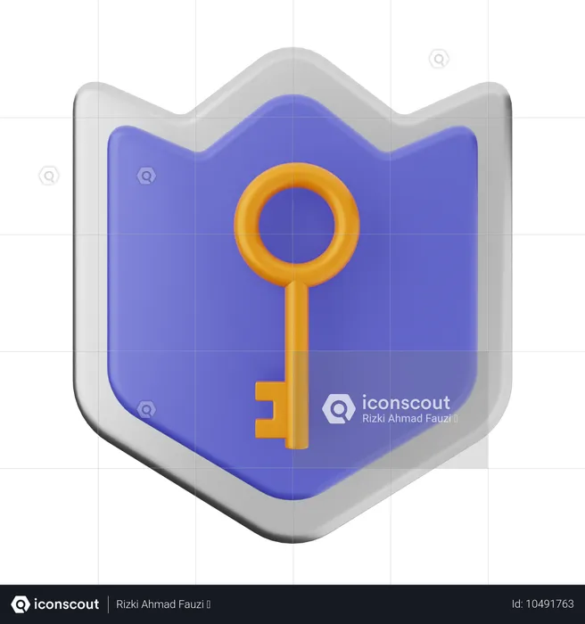 Key Shield Protection  3D Icon