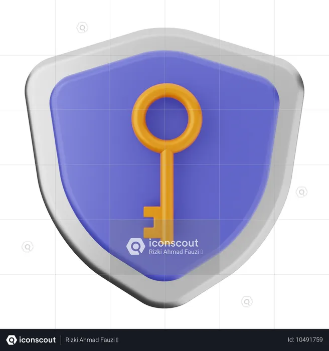 Key Shield Protection  3D Icon