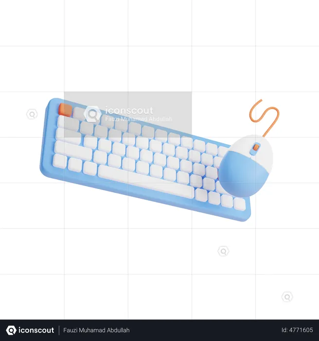 Keyboard And Mouse  3D Illustration