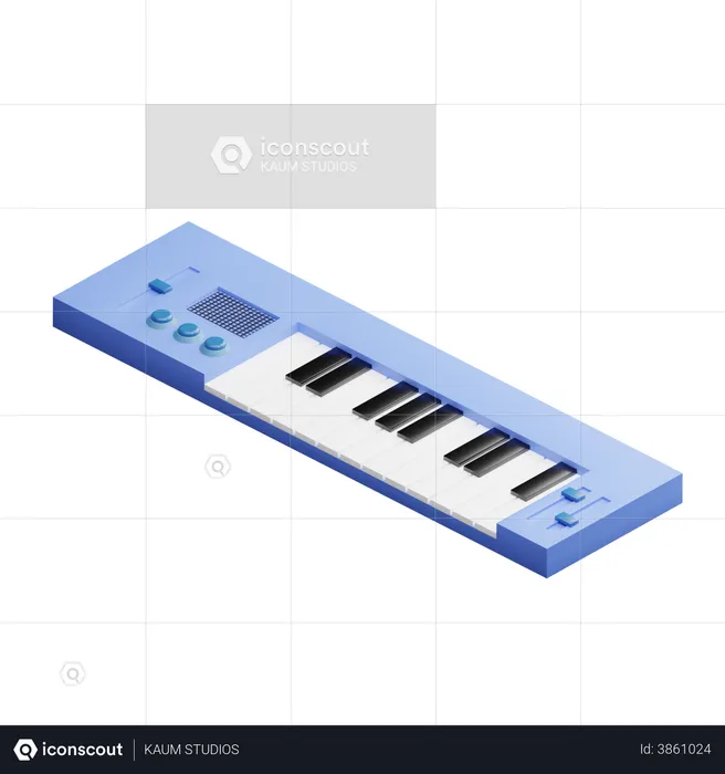 Keyboard Synthesizer  3D Illustration