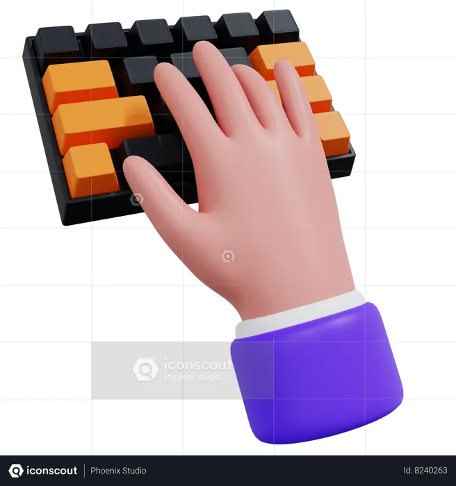 Keyboard Typing Hand Gesture  3D Icon