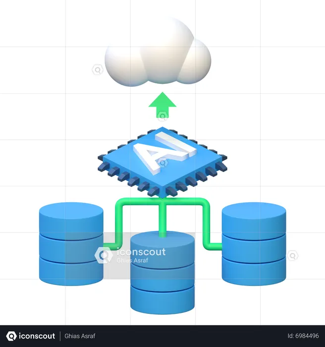 KI-Cloud-Datenserver  3D Icon