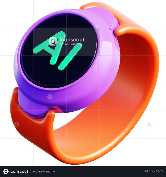 Smartwatch mit integrierter KI  3D Icon