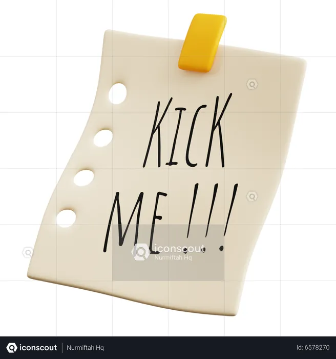 Kick Me Note  3D Icon