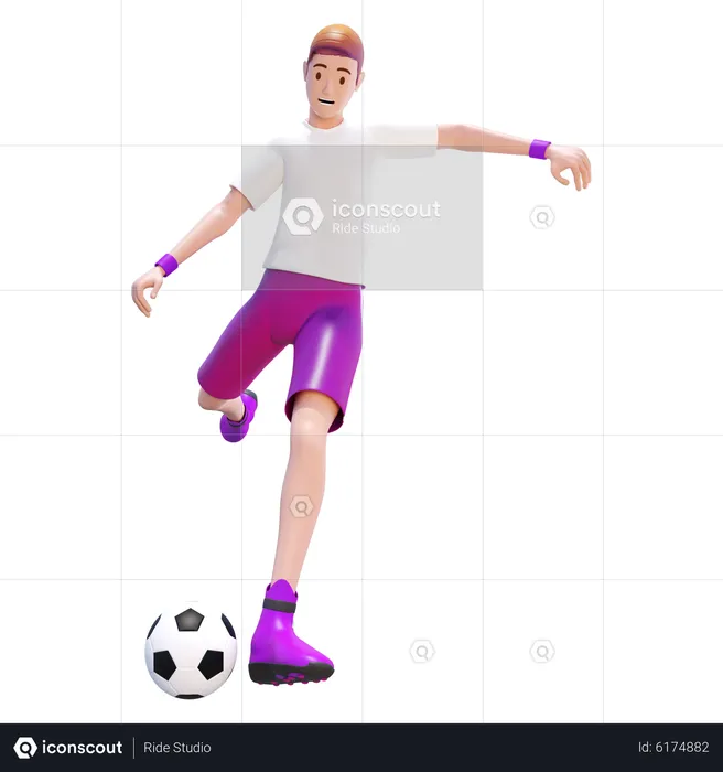 Kicking Ball  3D Illustration