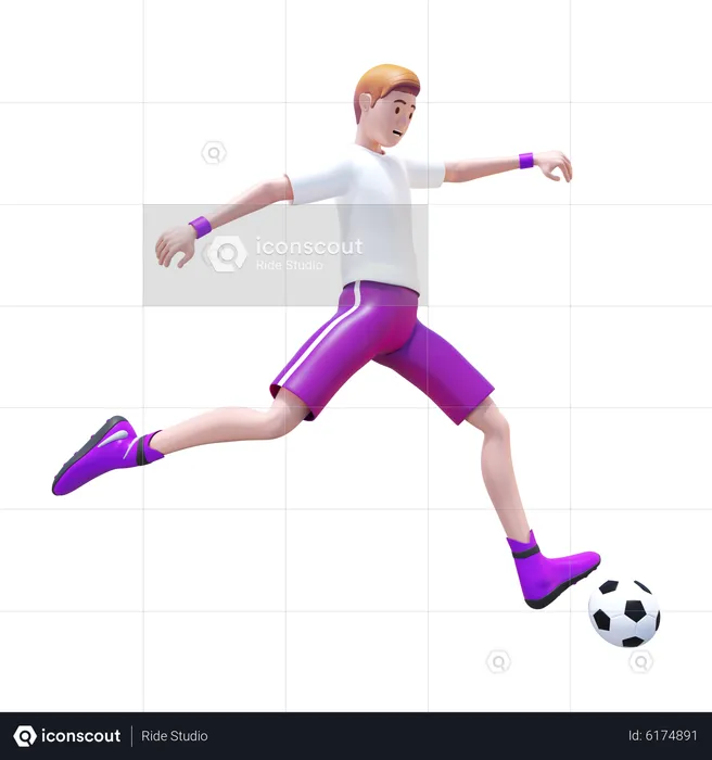 Kicking Ball  3D Illustration