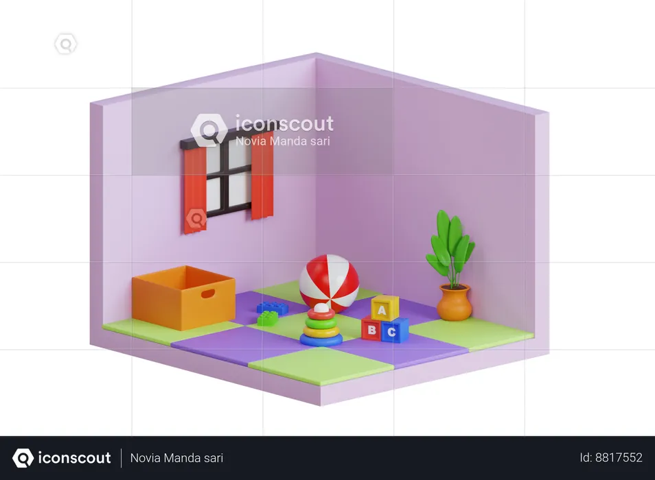 Kids Playroom  3D Illustration