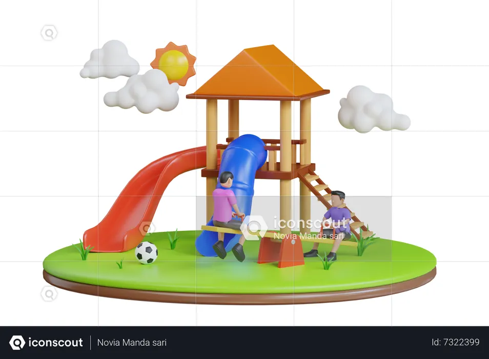 Kinderspielplatz  3D Illustration