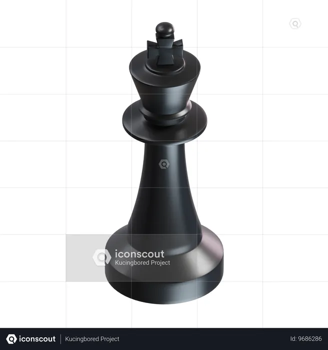 King Chess Piece Black  3D Icon