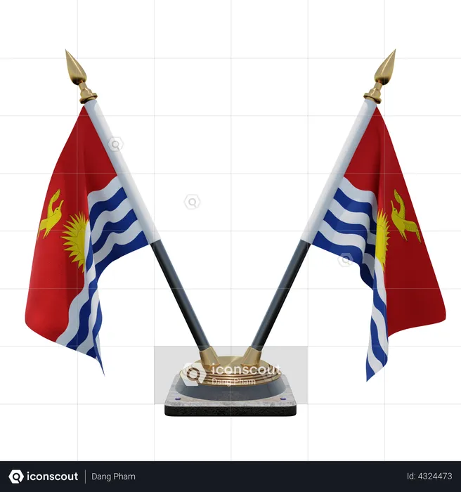 Kiribati Double Desk Flag Stand Flag 3D Flag