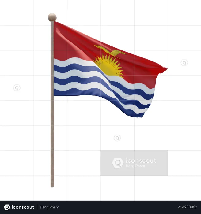 Kiribati Flag Pole  3D Flag