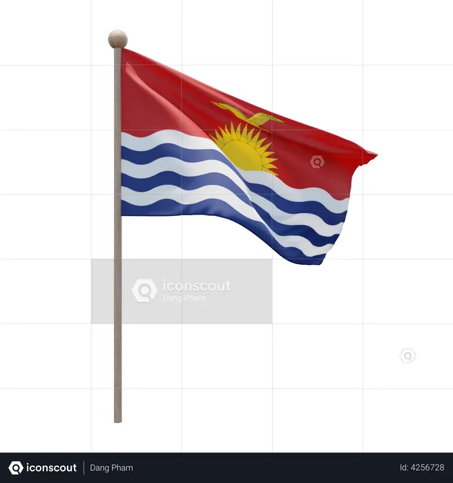 Kiribati Flagpole Flag 3D Illustration