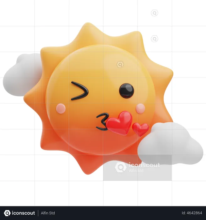 Kiss Sun Emoji 3D Emoji