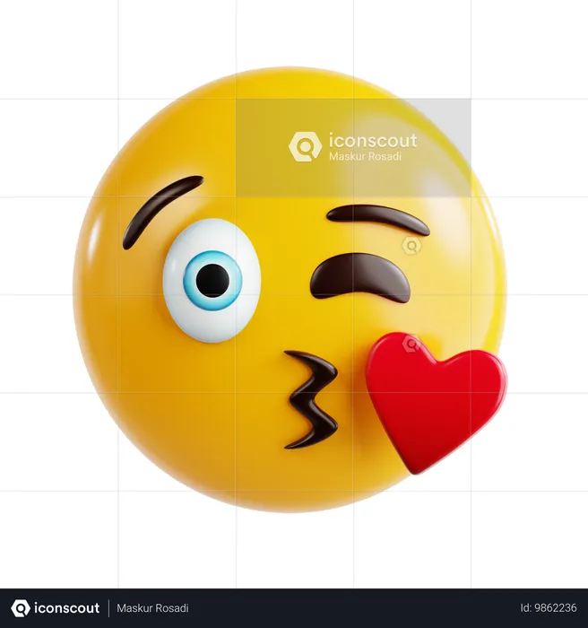 키스하는 이모티콘 Emoji 3D Icon