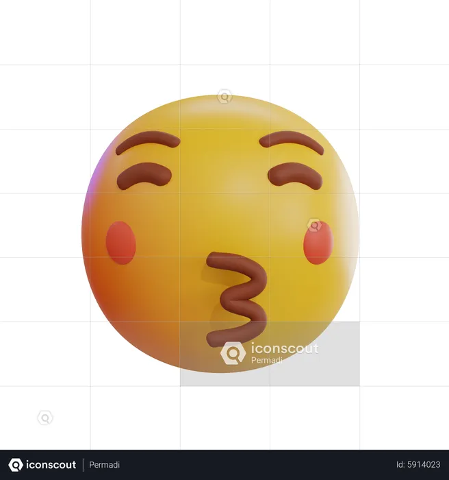 Kissing Face With Closed Eyes Emoji Emoji 3D Icon