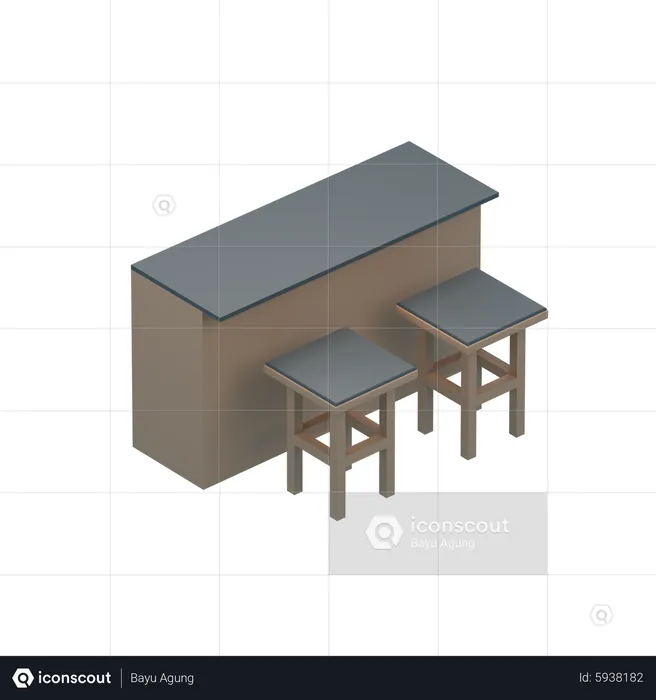 Kitchen Table  3D Icon