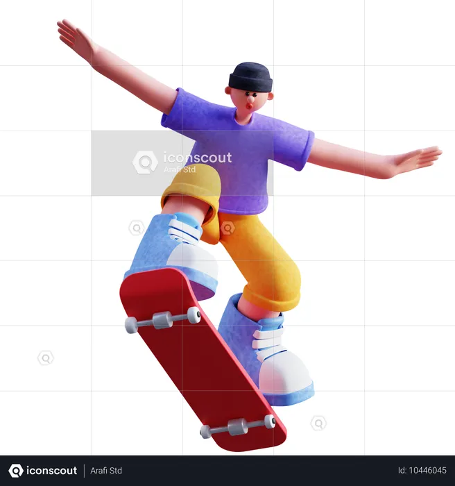 Kleiner Junge beim Schlittschuhlaufen  3D Illustration