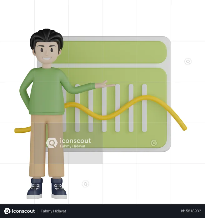 Kleiner Junge hält einen Vortrag  3D Illustration