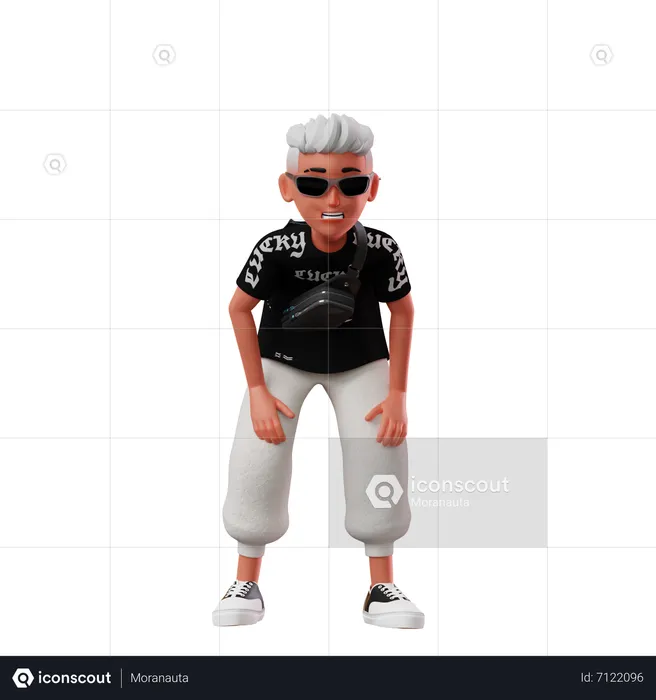 Kleiner Junge mit müder Pose  3D Illustration