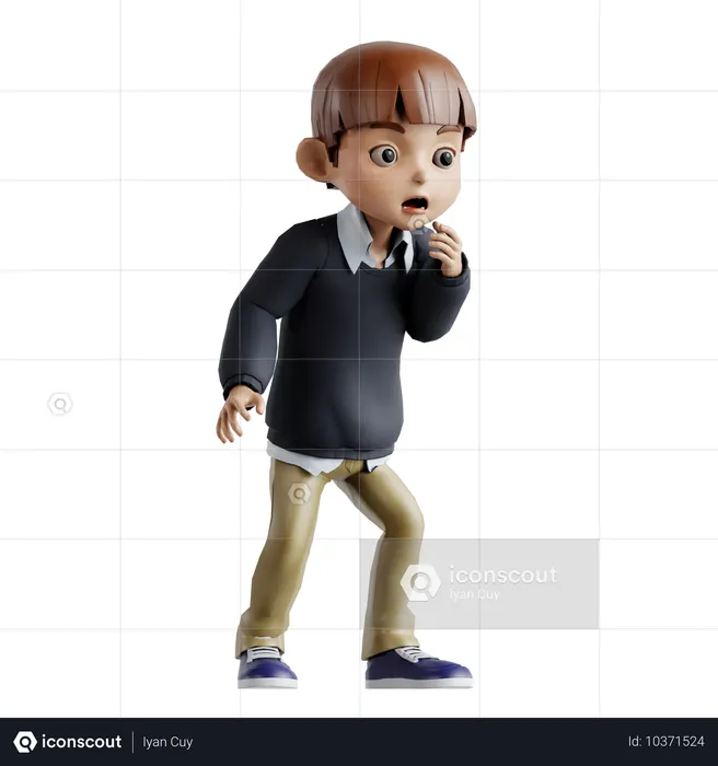 Kleiner Junge schaut mit schockierendem Gesichtsausdruck  3D Illustration